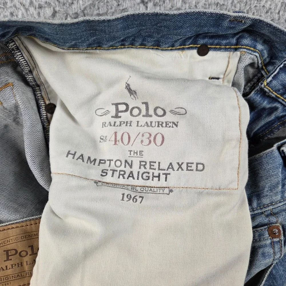Polo by Ralph Lauren Hampton Jeans Denim Mens 40x30‎ Blue Relaxed Straight